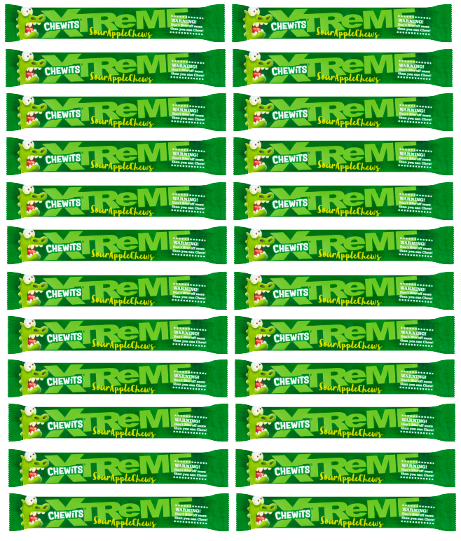 24 x Chewits Xtreme saurer Apfelriegel