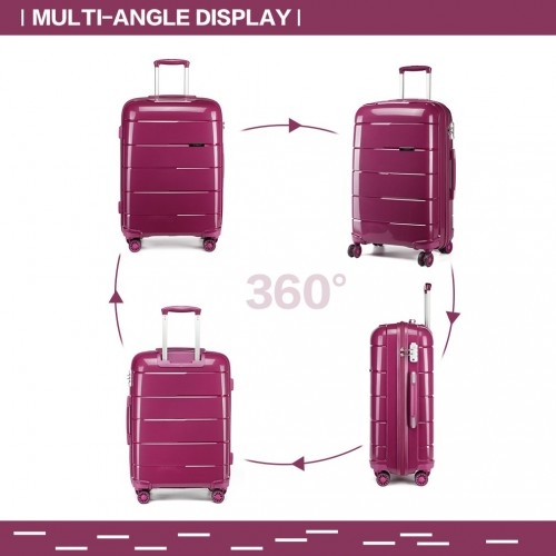 K1997L - KONO 20 INCH CABIN SIZE HARD SHELL PP SUITCASE - PURPLE