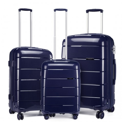 K1997L - KONO 20-24-28” HARD SHELL PP SUITCASE SET - NAVY