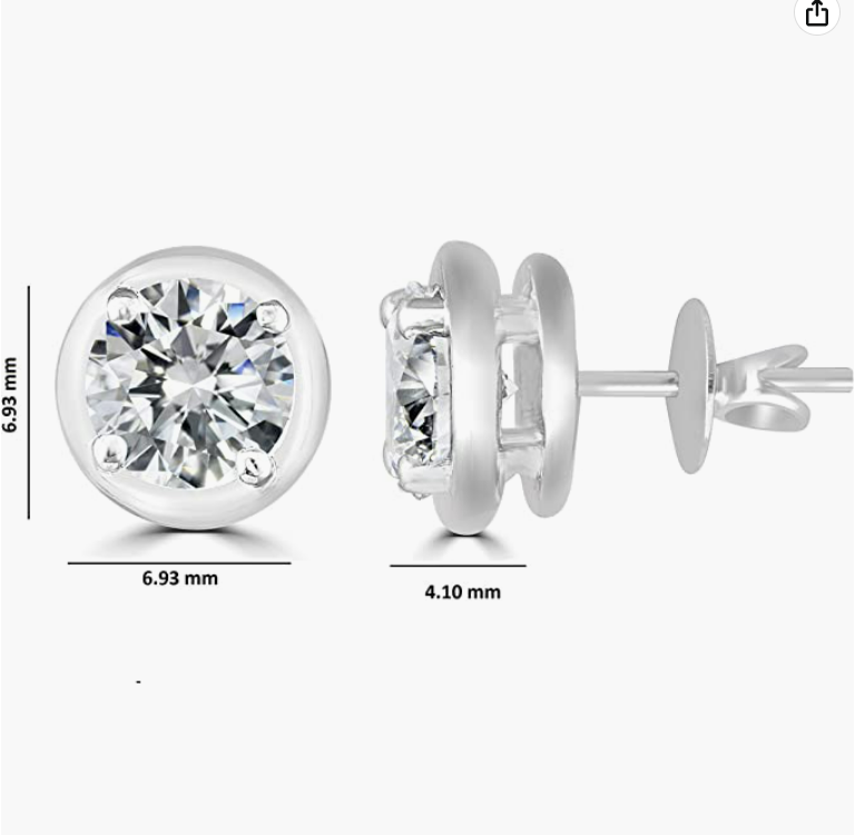 Earrings 5mm 0.81 Ct Moissanite 925 Sterling Silver