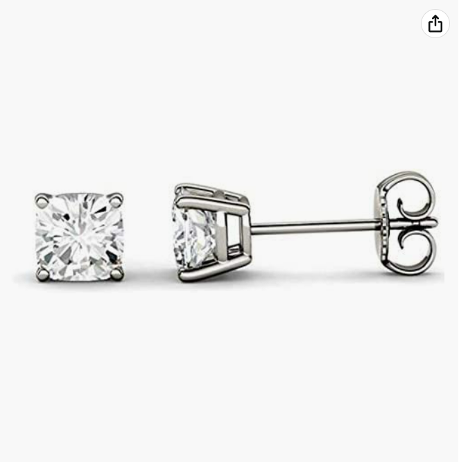 Shiny Earrings 4.5mm 0.83 Carat Moissanite Sterling Silver