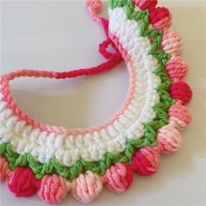 Gradient Color Wool Woven Pet Collar Saliva Towel