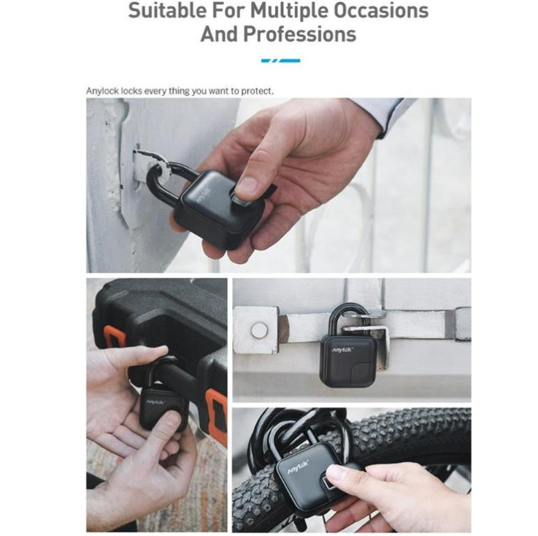 ANYTEK L3 Smart Fingerprint Padlock - IP65 Waterproof Biometric Security Lock with USB Rechargeable Battery | Keyless Entry for Gym, Locker, Bike, Gate