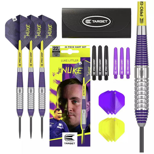 Luke "The Nuke" Littler 22g Brass Steel Tip Darts Set