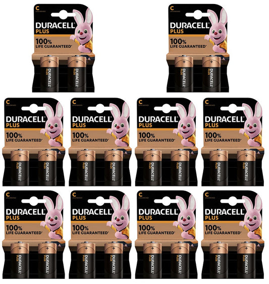 10 x Duracell Plus 100% C 2er-Pack