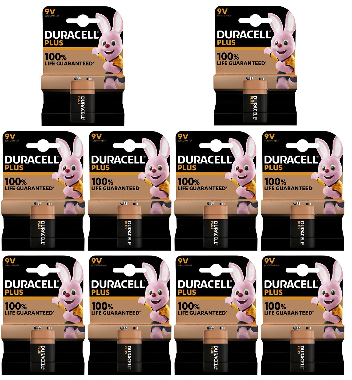 10 x Duracell Plus 9V 1er Pack