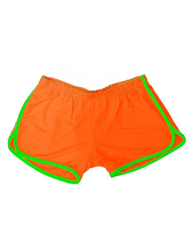 80s Neon Orange Hot Pants -Adult Costume