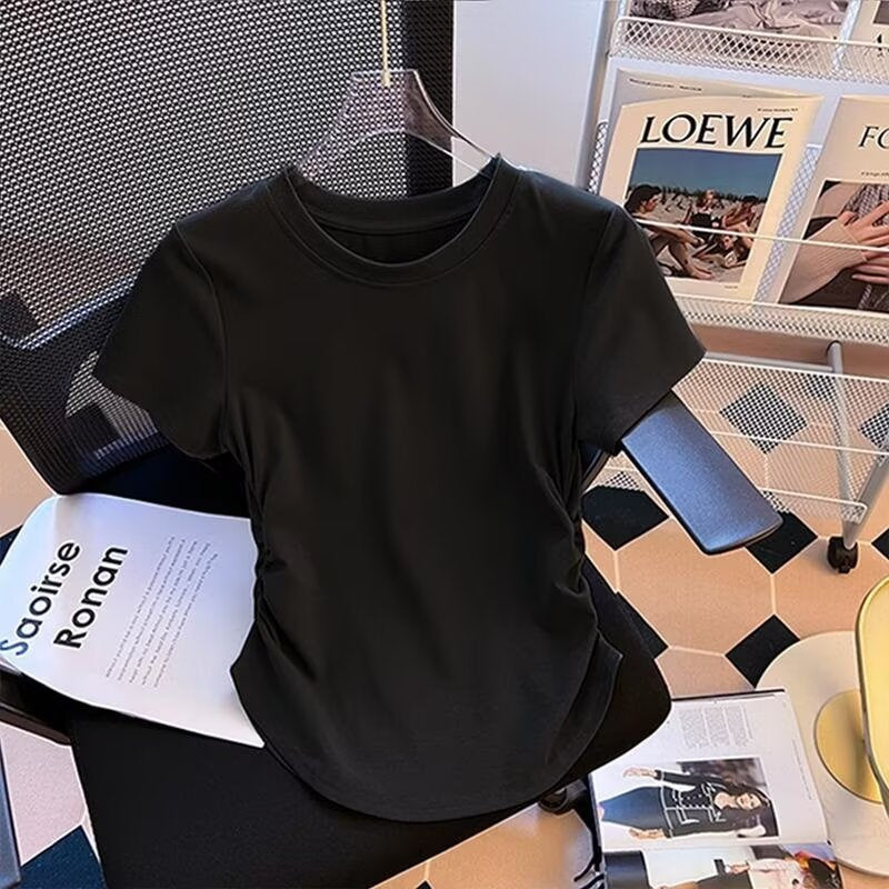Short Short Sleeve T-shirt Summer Design Slim Fit Slimming