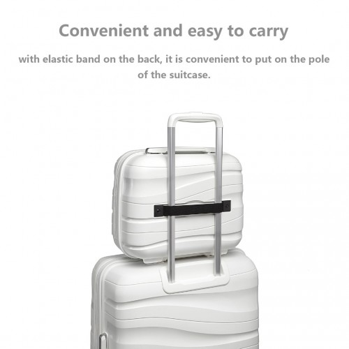K2094L - Kono 14 Inch Lightweight Polypropylene Hard Shell Vanity Case - Cream White
