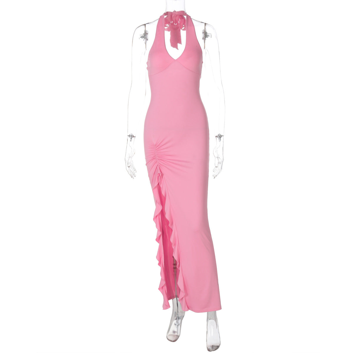 Summer New V-neck Halter Split Sexy Backless Dress