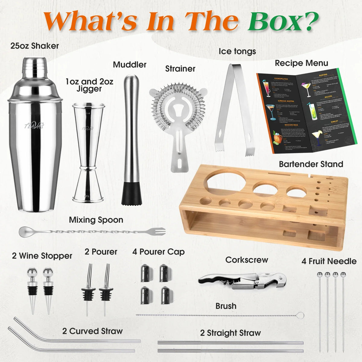 25-Piece Mixology Bartender Kit – Cocktail Shaker & Japanese Jigger Bar Gift Set