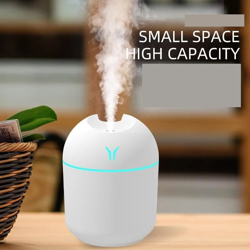 250ML USB Mini Air Humidifier & Essential Oil Diffuser - Quiet Mist Maker with LED Colour Light