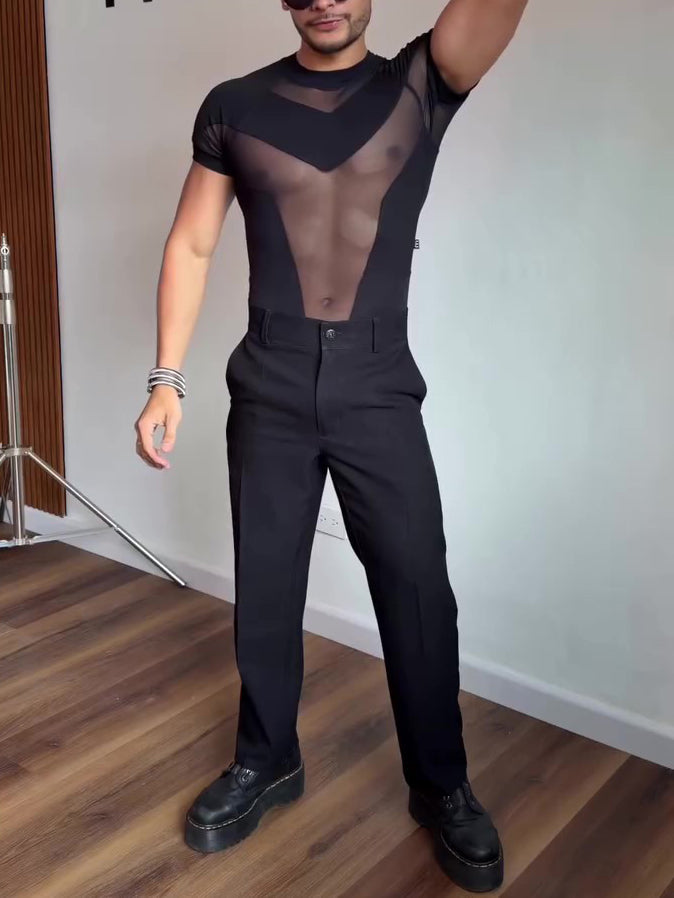 Sexy Short-sleeved Mesh Jumpsuit