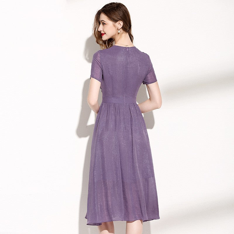 Lace Patchwork Purple Dress For Women