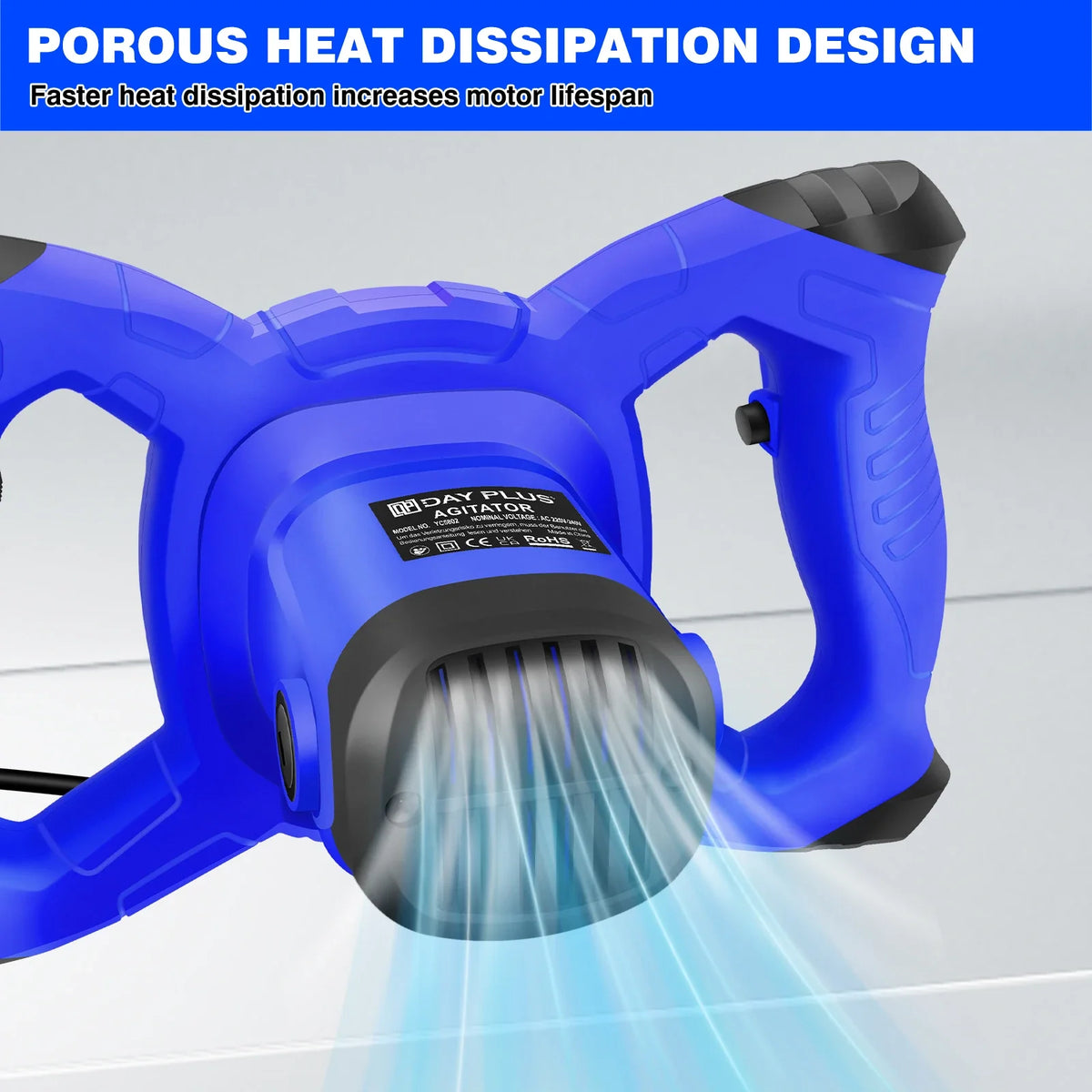 2600W Portable Electric Cement Paddle Mixer 6 Speed Handheld Grout Paint Mortar