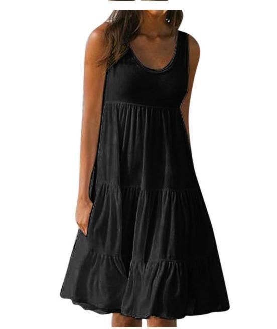 Sleeveless round neck patchwork beach dress