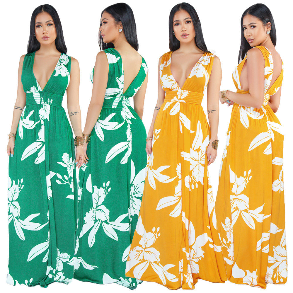 Women's Sleeveless Backless V-neck Dress