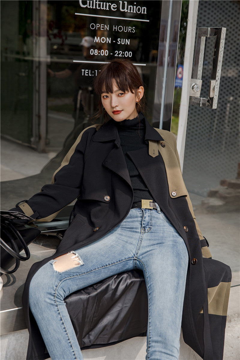 Women's mid-length lace-up trench coat