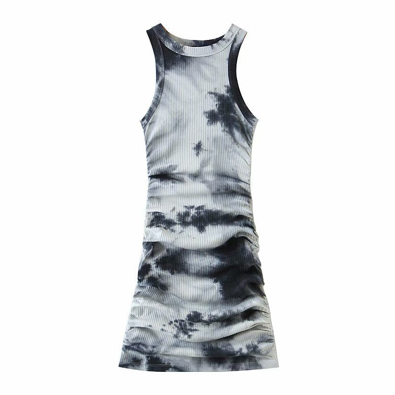 Black and white tie-dye dress