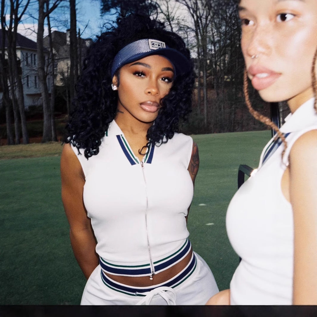 Women's Sporty Casual Shirt With A Collar Paired With A Skirt Or Pants