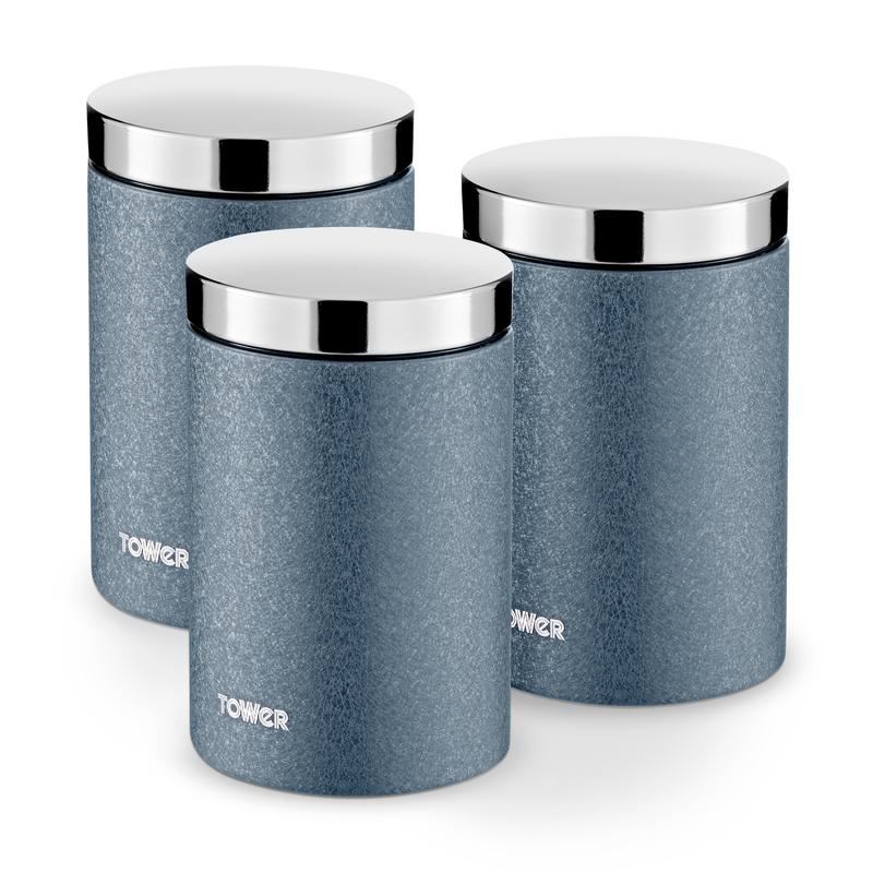Tower Ice Diamond Set of 3 Canisters Blue