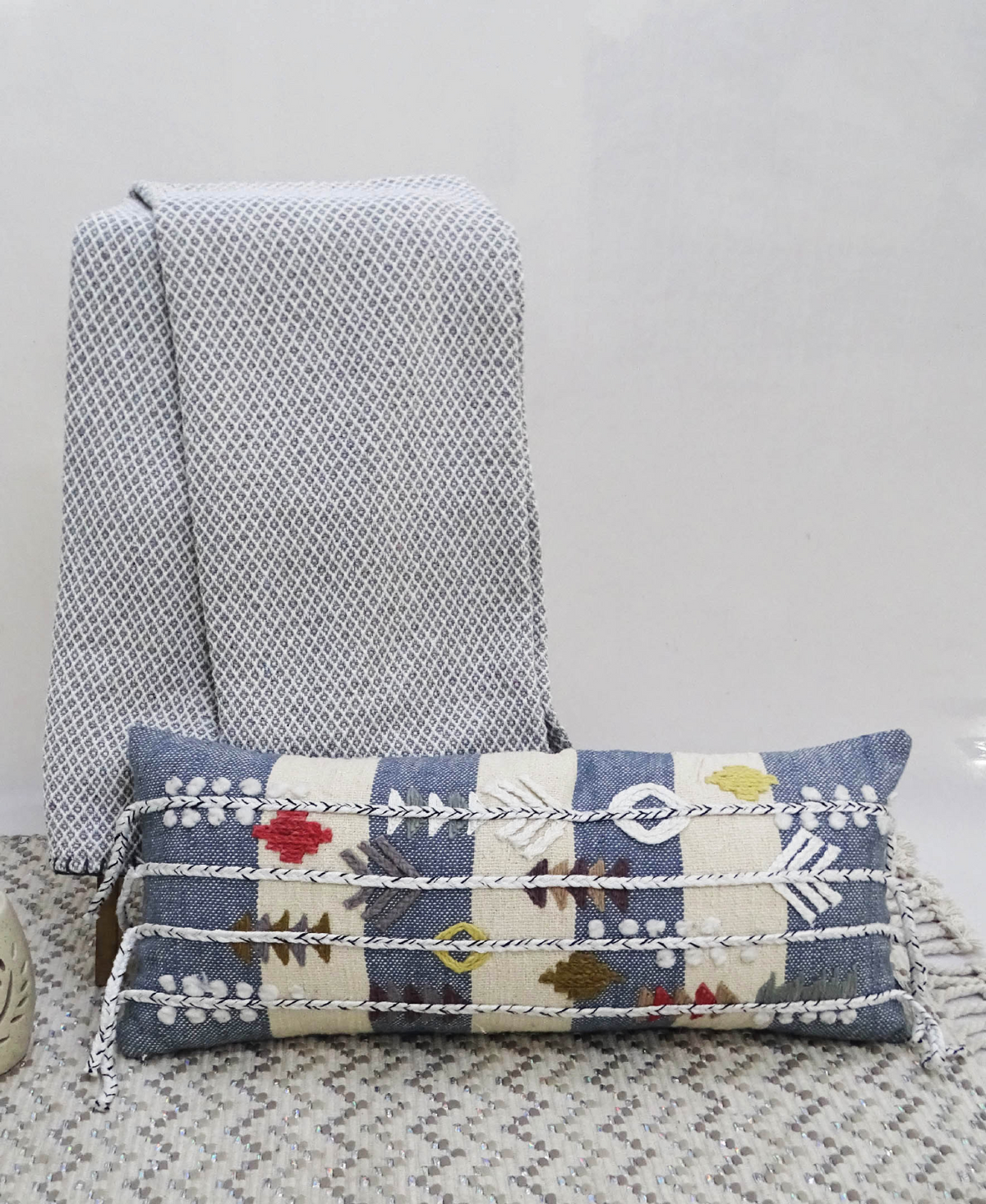 Decorative Embroidery Throw Pillow 12" X 30"