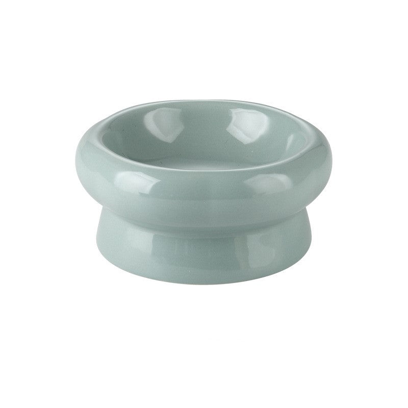 Ceramic cat bowl protects cervical spine high feet
