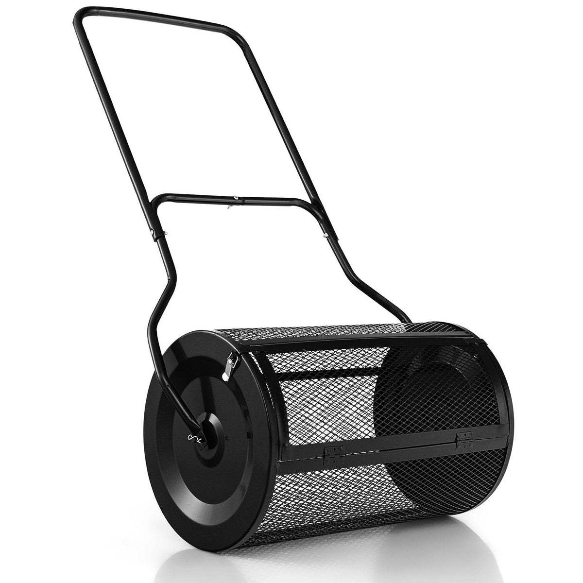 27 Inch Compost Spreader with Upgrade U-shaped Handle-Black