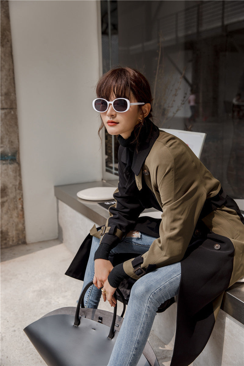 Women's mid-length lace-up trench coat