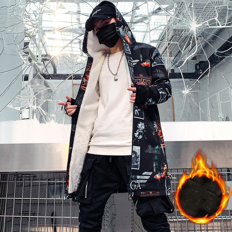 Hooded student jacket mid-length trench coat
