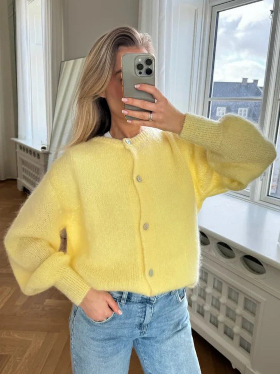 Macaron Color Sweater Cardigan For Women