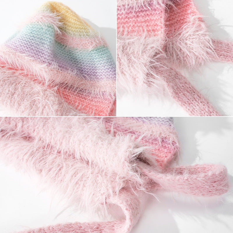 Autumn And Winter Lace-up Ear Protection Knitting Slipover Woolen Cap Japanese Style