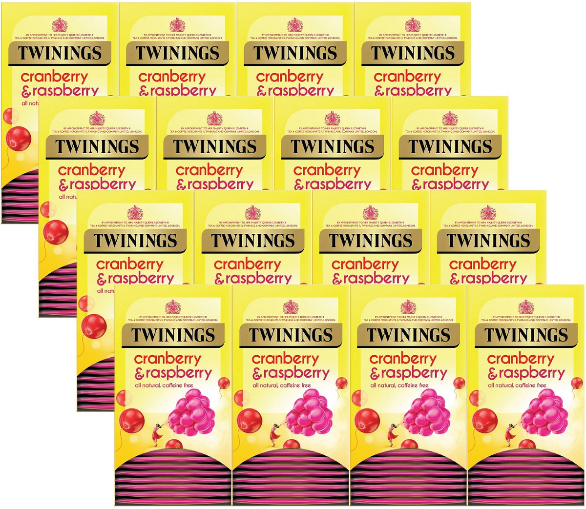Twinings Cranberry & Raspberry Fruit Tea Bags Individually Enveloped Tagged UK