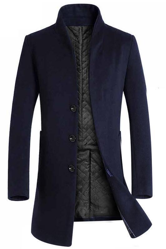 Men's Casual Woolen Coat Mid-Length Trench Coat