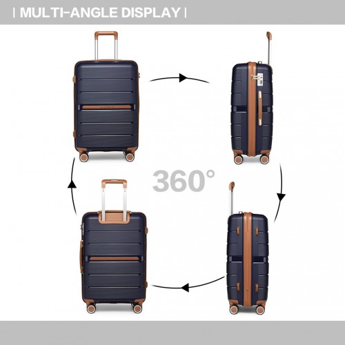 K2392L - British Traveller 28 Inch Multi-Texture Polypropylene Hard Shell Suitcase With TSA Lock - Navy