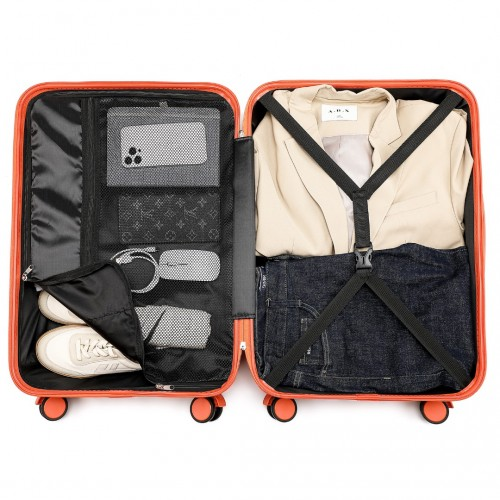 K2391L - British Traveller 28 Inch Durable Polycarbonate and ABS Hard Shell Suitcase With TSA Lock - Orange