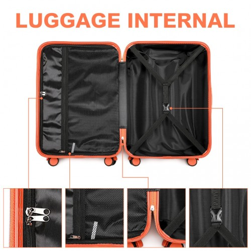 K2391L - British Traveller 24 Inch Durable Polycarbonate and ABS Hard Shell Suitcase With TSA Lock - Orange