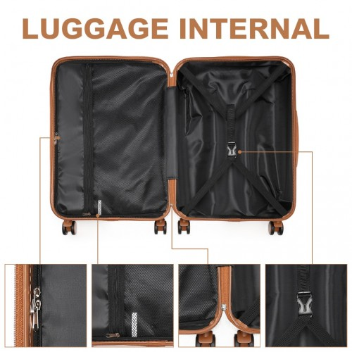 K2391L - British Traveller 24 Inch Durable Polycarbonate and ABS Hard Shell Suitcase With TSA Lock - White