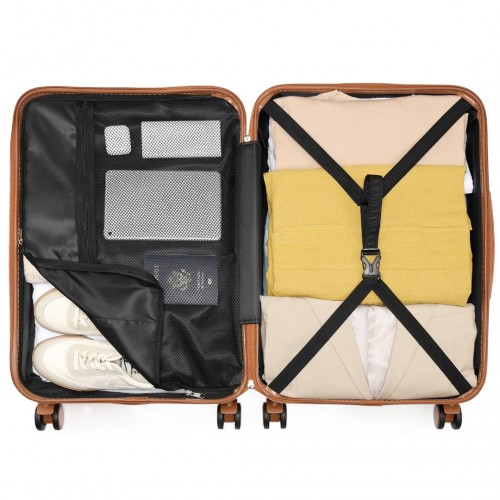 K2391L - British Traveller 24 Inch Durable Polycarbonate and ABS Hard Shell Suitcase With TSA Lock - White