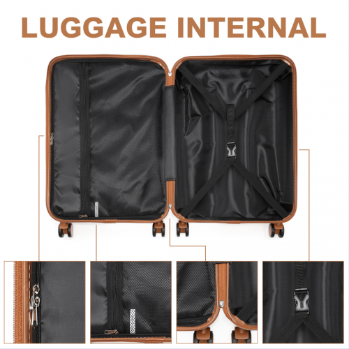 K2391L - British Traveller 20 Inch Durable Polycarbonate and ABS Hard Shell Suitcase With TSA Lock - White