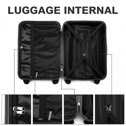 K2391L - British Traveller 24 Inch Durable Polycarbonate and ABS Hard Shell Suitcase With TSA Lock - Black