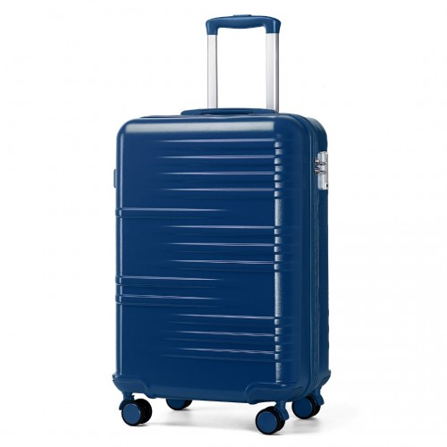 K2391L - British Traveller 20 Inch Durable Polycarbonate and ABS Hard Shell Suitcase With TSA Lock - Navy