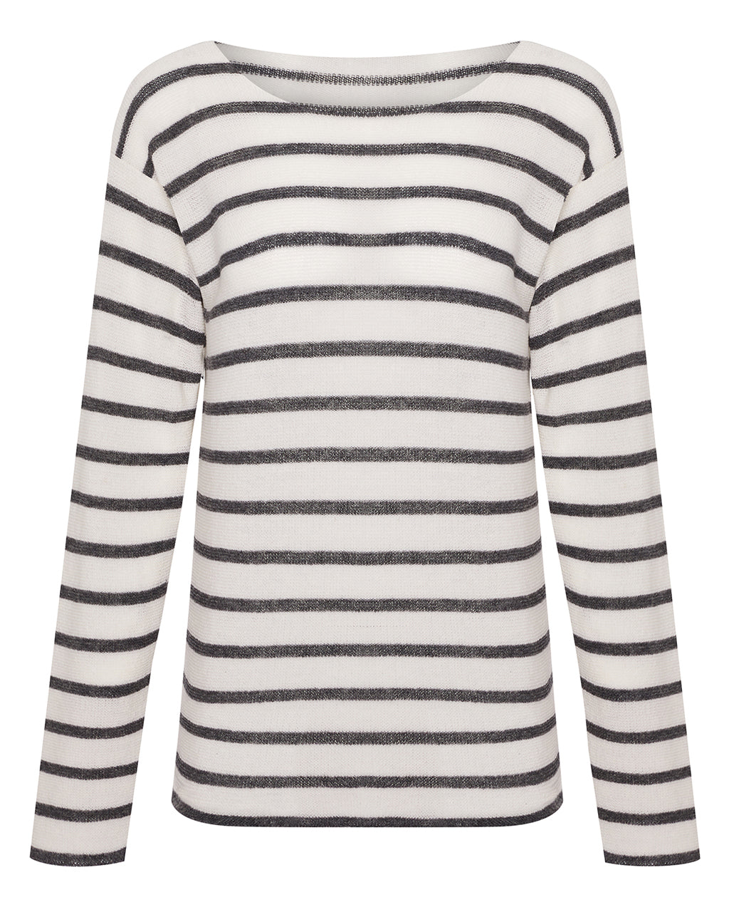 Striped Lightweight Knitted Wool & Cashmere Top