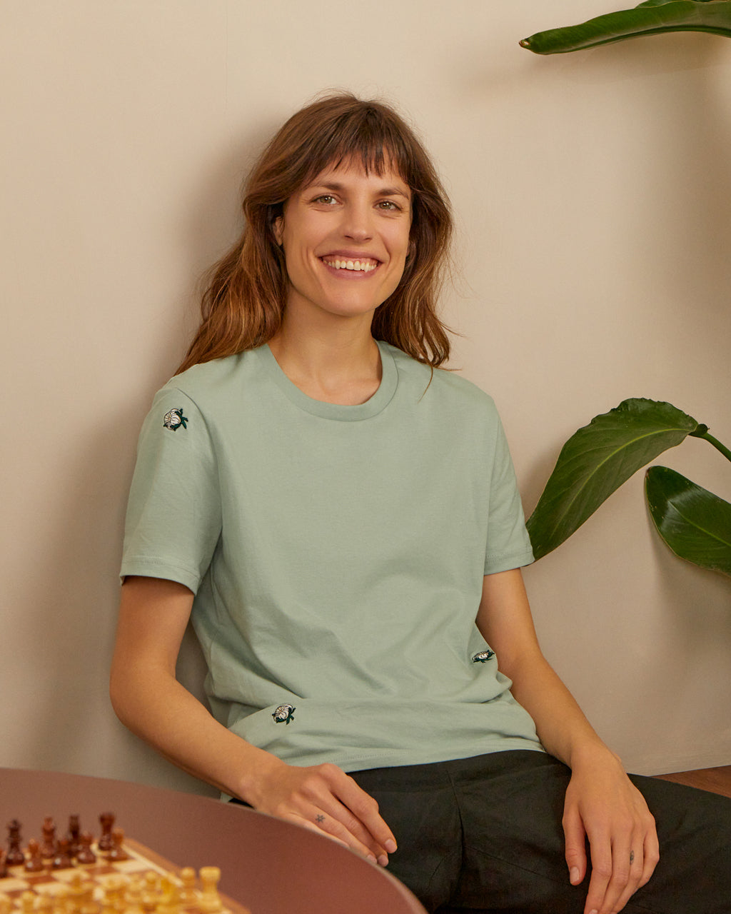 Cotton Buds Embroidered T-Shirt Aloe