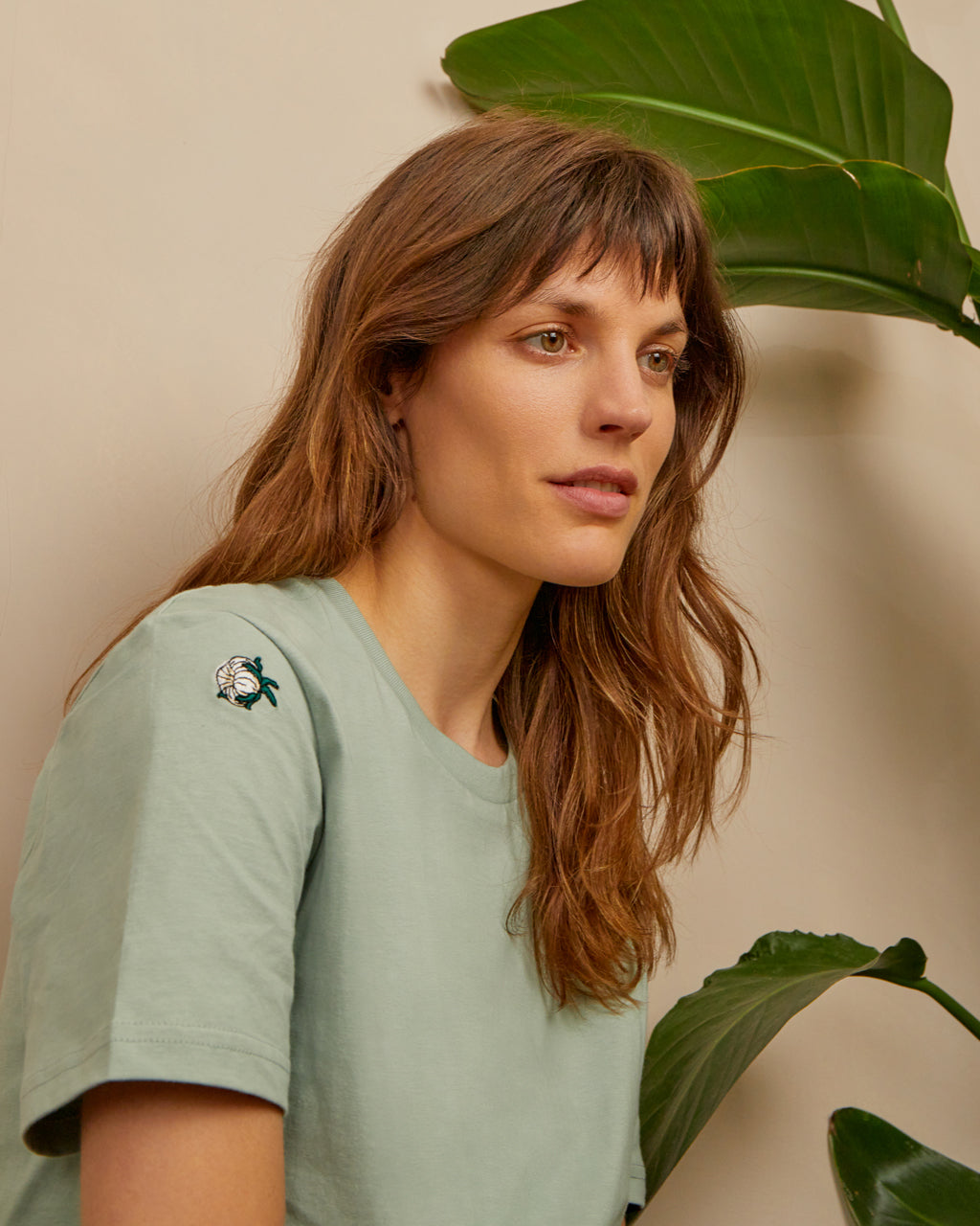 Cotton Buds Embroidered T-Shirt Aloe