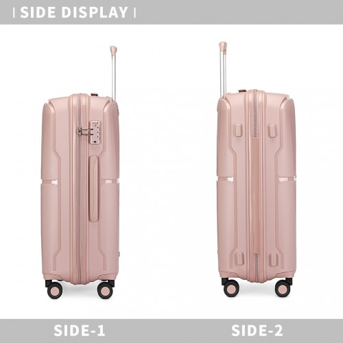 K2393L - British Traveller 24 Inch Spinner Hard Shell PP Suitcase With TSA Lock - Nude