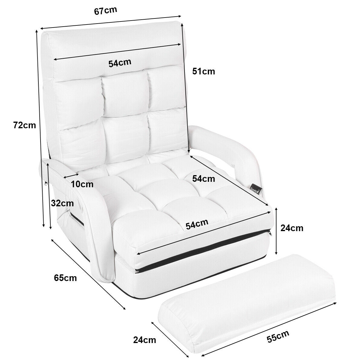 Adjustable Folding Floor Lazy Chair with Pillow-Blue