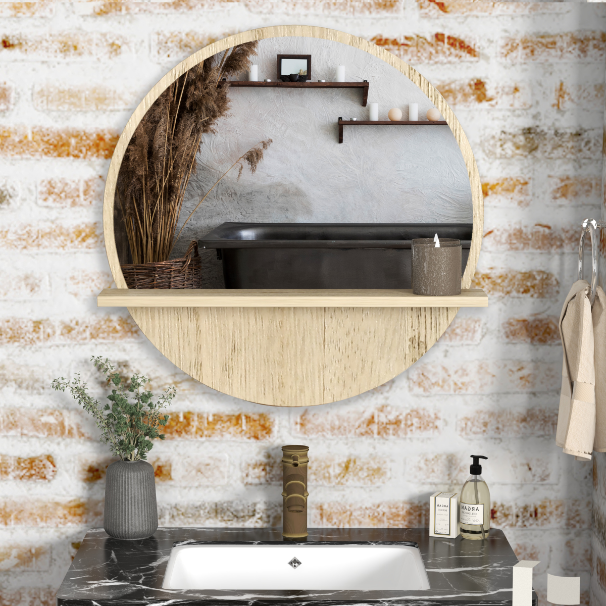 kleankin Wall Mounted Bathroom Mirror Framed Makeup Mirror for Home Decoration