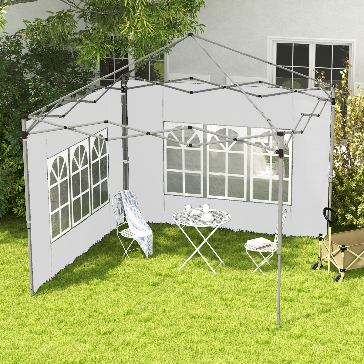 Outsunny Gazebo Side Panels for 3x3(m) or 3x4m Pop Up Gazebo, 2 Pack, White