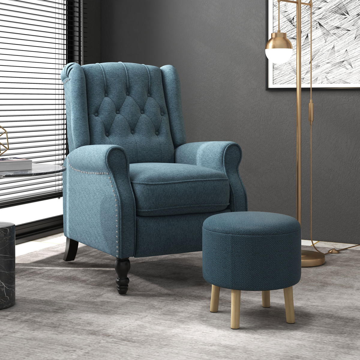 HOMCOM Storage Ottoman, Round Stool Chair with Cushioned Top, Hidden Space
